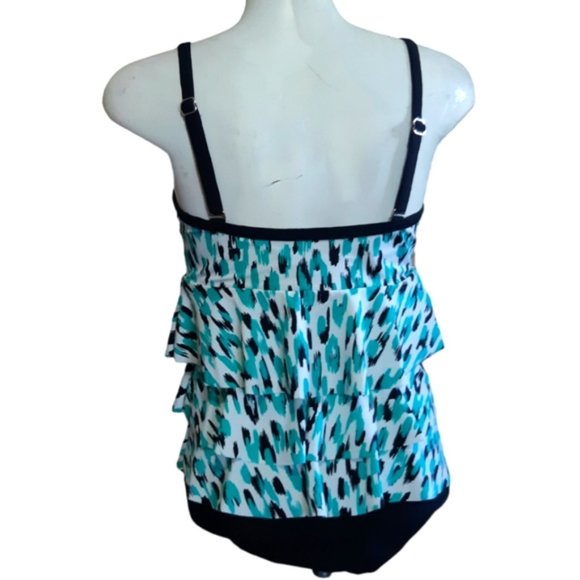 Body Concepts crisp classic splash layered ruffle adjustable strap swim Size 10 - Picture 5 of 13